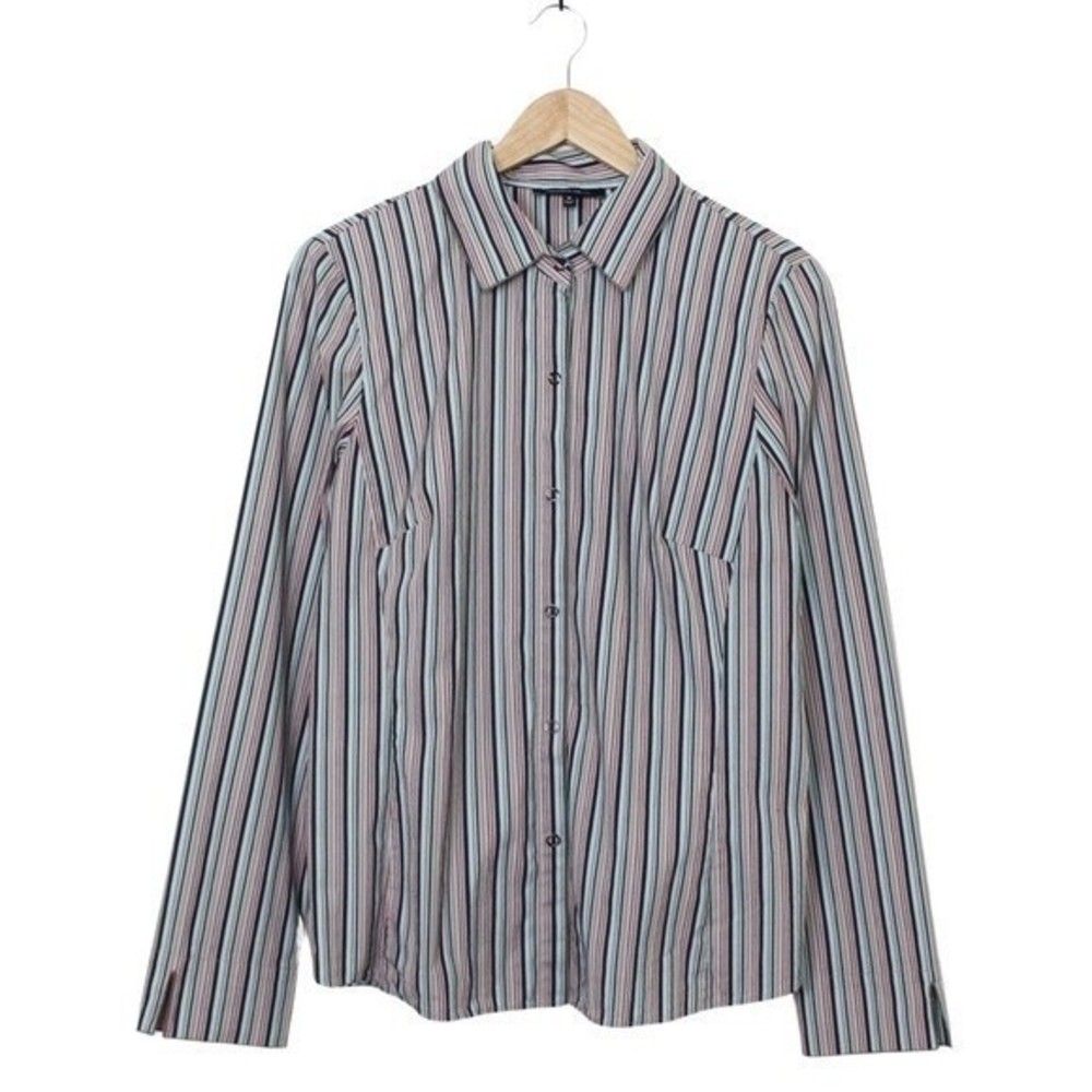 Lafayette 148 Vertical Stripe Long Sleeve Button Up Shirt